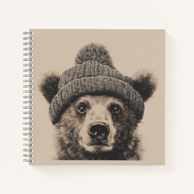 Cozy Bear in Beanie - Cute Winter Animal  Notizbuch (Vorderseite)