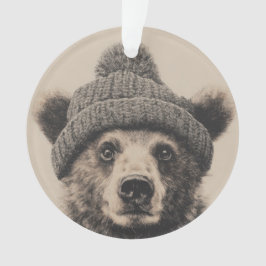 Cozy Bear in Beanie - Cute Winter Animal  Ornament