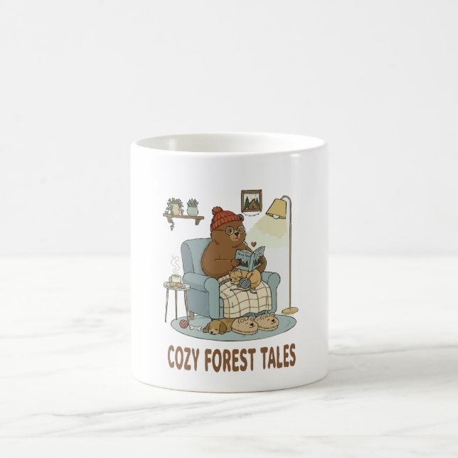 Cozy Bear liest 'Waldgeschichten' mit süßem Schläf Kaffeetasse (Mittel)