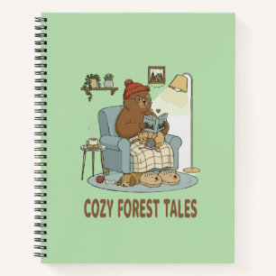 Cozy Bear liest 'Waldgeschichten' mit süßem Schläf Notizbuch