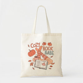 Cozy Book Babe Autumn Reading Aesthetic Design Tragetasche