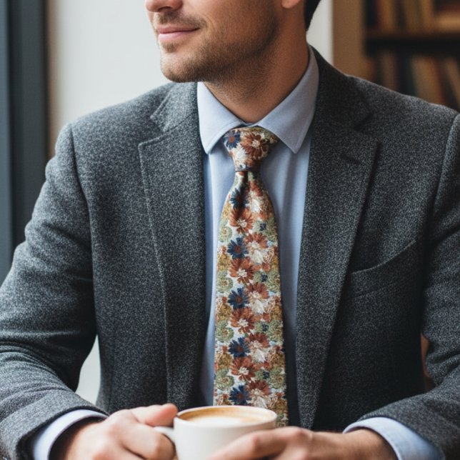 Cozy Botanical – Earthy Floral  Krawatte (Boho floral necktie)