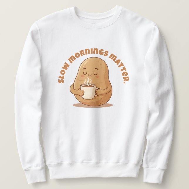 Cozy Brown Cartoon Potato Warm Mug Morning Art Sweatshirt (Design vorne)