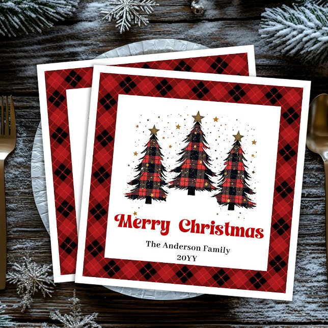 Cozy Buffalo Christmas Napkin Personalized Serviette (Cozy Buffalo Christmas Napkin Personalized)