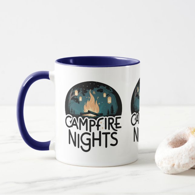 Cozy Campfire Nights Rustic Outdoor Adventure Tasse (Mit Donut)