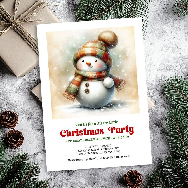 Cozy cartoon snowman invitation digital holiday  einladung (Cozy cartoon snowman invitation digital holiday artwork

)