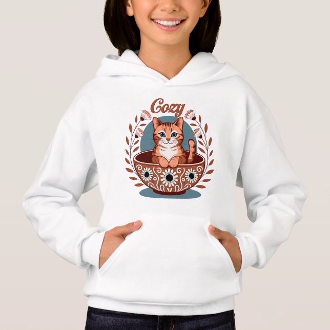 Cozy Cat Cup Design Hoodie (Vorderseite)