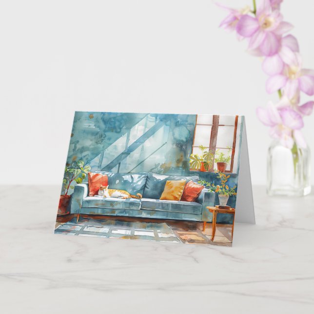 COZY CAT ZUHAUSE Happy CLOSING Day Real Anwesen Karte (Orchidee)