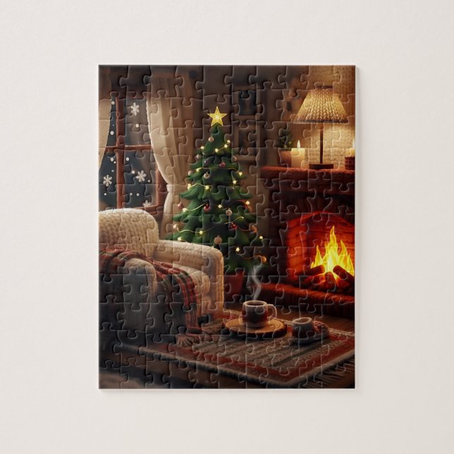 Cozy Christmas atmosphere, in a knitted style Puzzle (Vertikal)