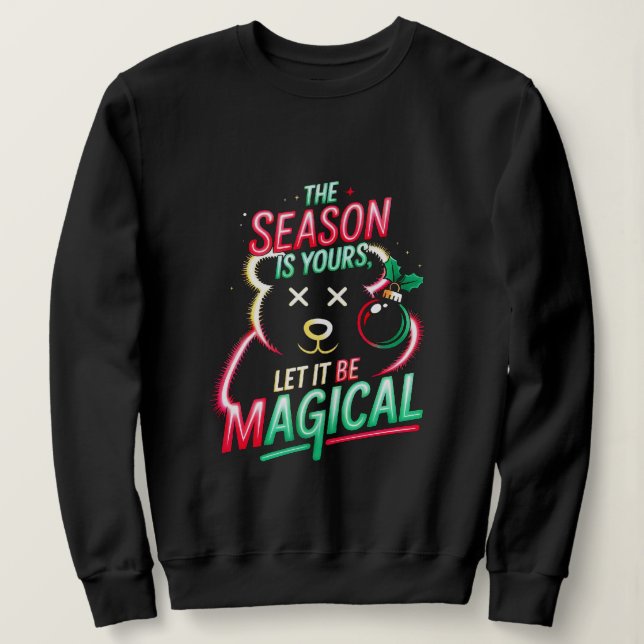 Cozy Christmas Bear Women's Crewneck Holiday Gift  Sweatshirt (Design vorne)