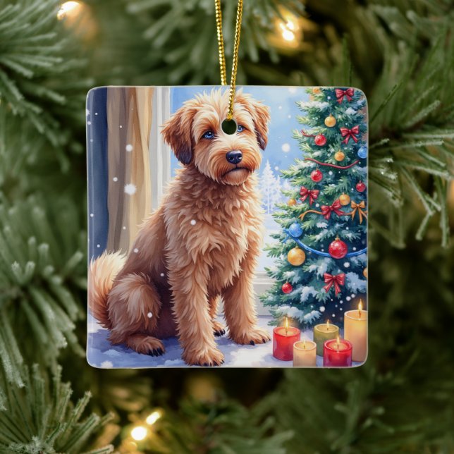 Cozy Christmas Bouvier des Flandres Art Keramikornament (Baum)