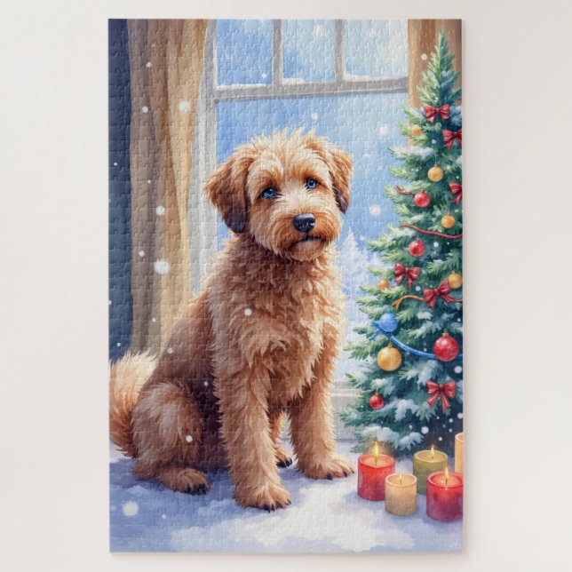Cozy Christmas Bouvier des Flandres Art Puzzle (Vertikal)