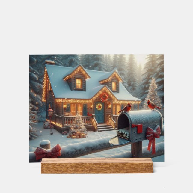 Cozy Christmas Cabin Winter Wonderland Acrylschild (Vorderseite)