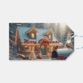 Cozy Christmas Cabin Winter Wonderland Geschenkanhänger