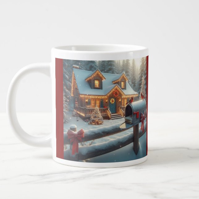 Cozy Christmas Cabin Winter Wonderland Jumbo-Tasse (Links)