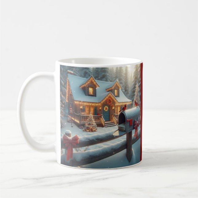Cozy Christmas Cabin Winter Wonderland Kaffeetasse (Links)
