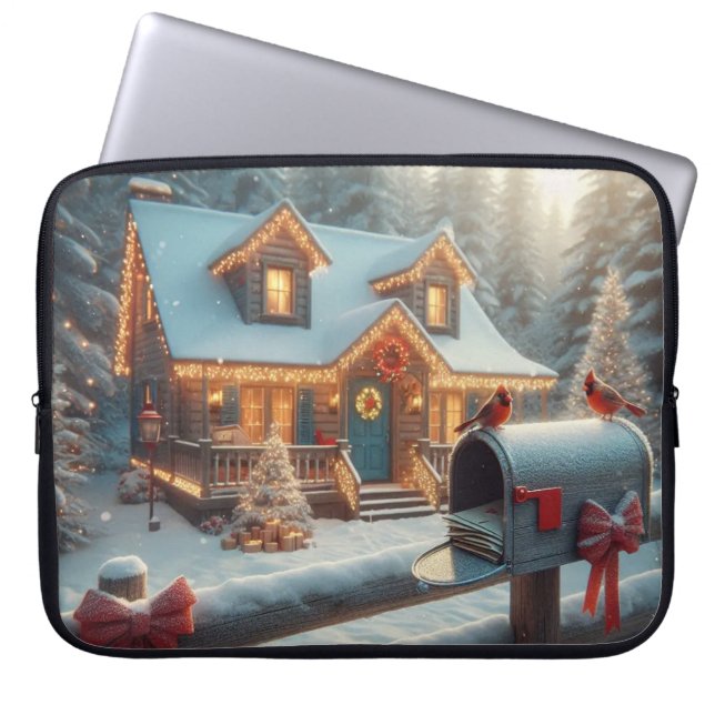 Cozy Christmas Cabin Winter Wonderland Laptopschutzhülle (Vorderseite)