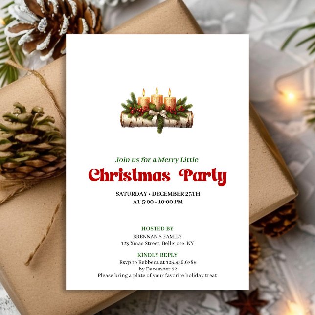 Cozy Christmas Candles Holiday Party Invite Einladung (Cozy Christmas Candles Holiday Party Invite)