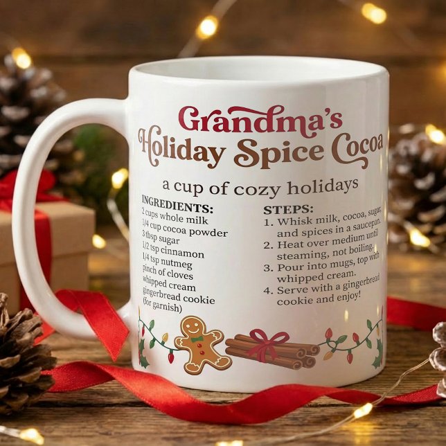Cozy Christmas, Cute Grandma Hot Chocolate Recipe Kaffeetasse (Von Creator hochgeladen)