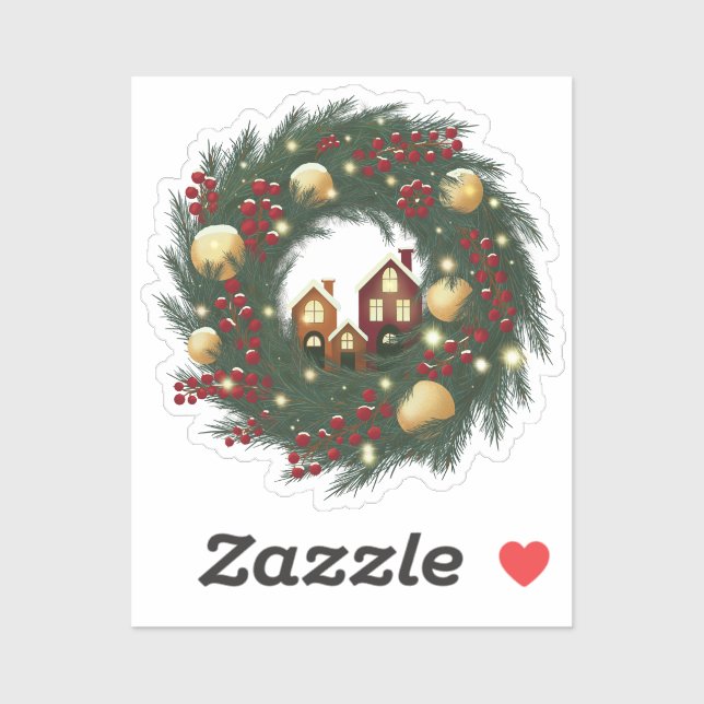 Cozy Christmas Deer with Ornamen Cut Vinyl Sticker (Blatt)