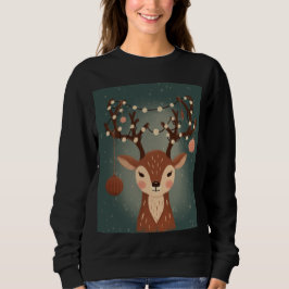 Cozy Christmas Deer with Ornaments and Lights Sweatshirt