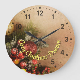 Cozy Christmas Dreams Wall Clock | Holiday Wall Große Wanduhr
