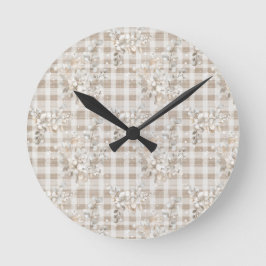 Cozy christmas earth tones floral  runde wanduhr