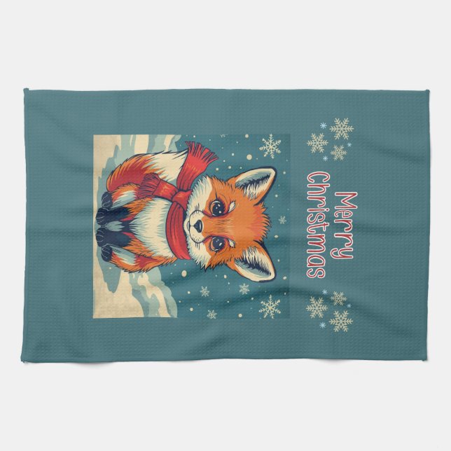 Cozy Christmas Fox Kitchen Towels Geschirrtuch (Horizontal)