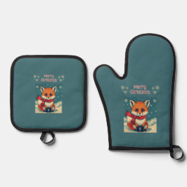 Cozy Christmas Fox Ofenhandschuh & Topflappen-Set