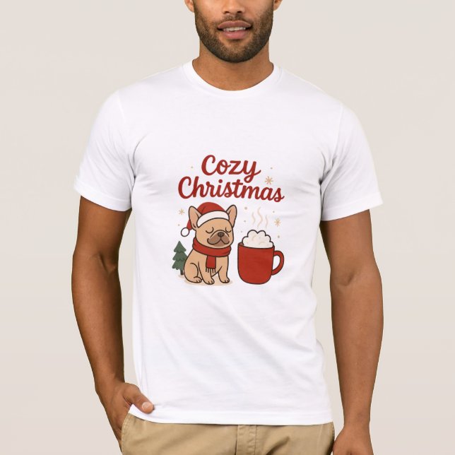Cozy Christmas French Bulldog – Cute Holiday Dog & T-Shirt (Vorderseite)