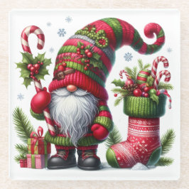 Cozy Christmas Gnome Art – Festive Holiday Glasuntersetzer
