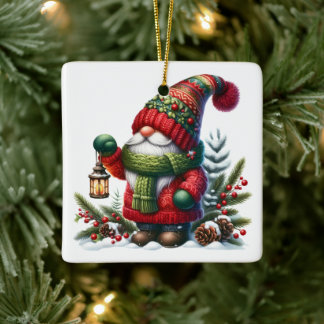 Cozy Christmas Gnome Art – Festive Holiday Keramikornament