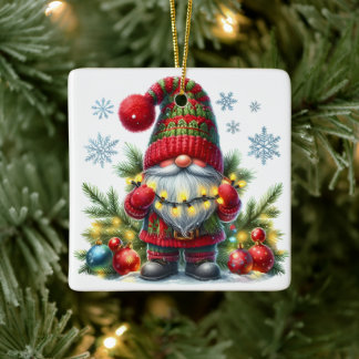 Cozy Christmas Gnome Art – Festive Holiday Keramikornament