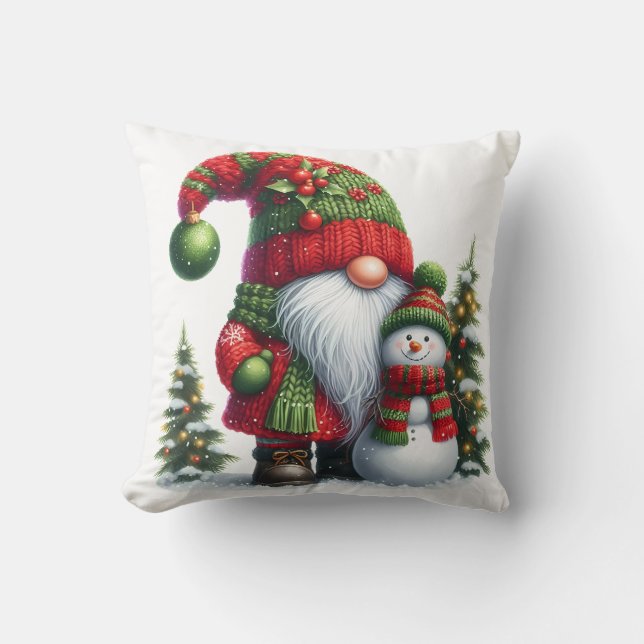 Cozy Christmas Gnome Art – Festive Holiday Kissen (Vorderseite)