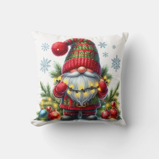 Cozy Christmas Gnome Art – Festive Holiday Kissen (Vorderseite)