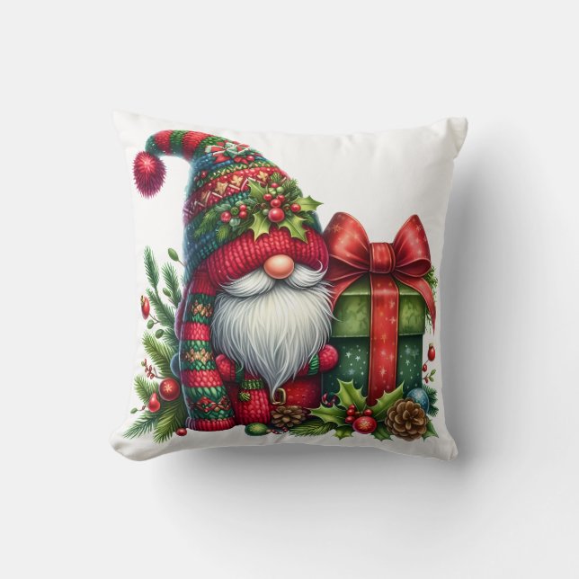 Cozy Christmas Gnome Art – Festive Holiday Kissen (Vorderseite)