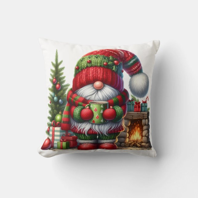 Cozy Christmas Gnome Art – Festive Holiday Kissen (Vorderseite)
