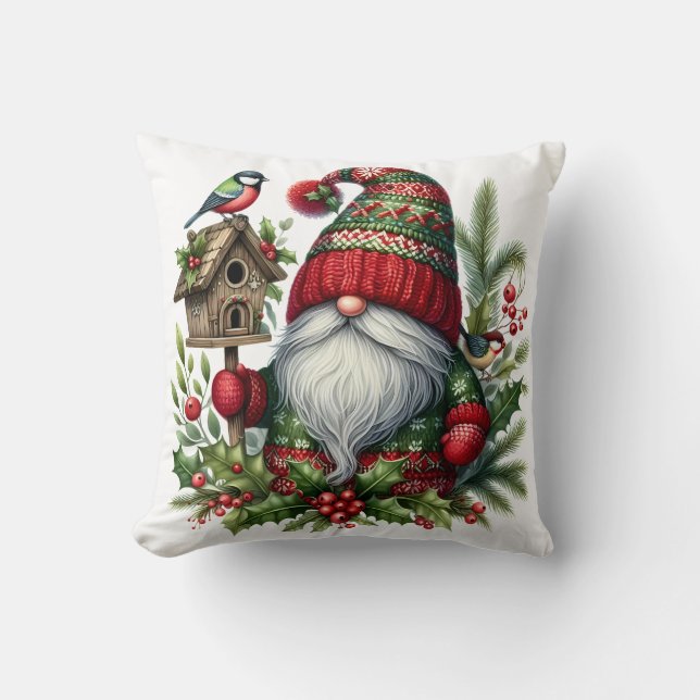 Cozy Christmas Gnome Art – Festive Holiday Kissen (Vorderseite)