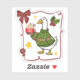 Cozy Christmas Goose Holiday Design Aufkleber