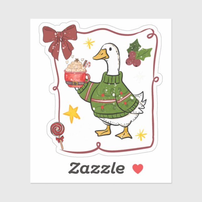Cozy Christmas Goose Holiday Design Aufkleber (Blatt)