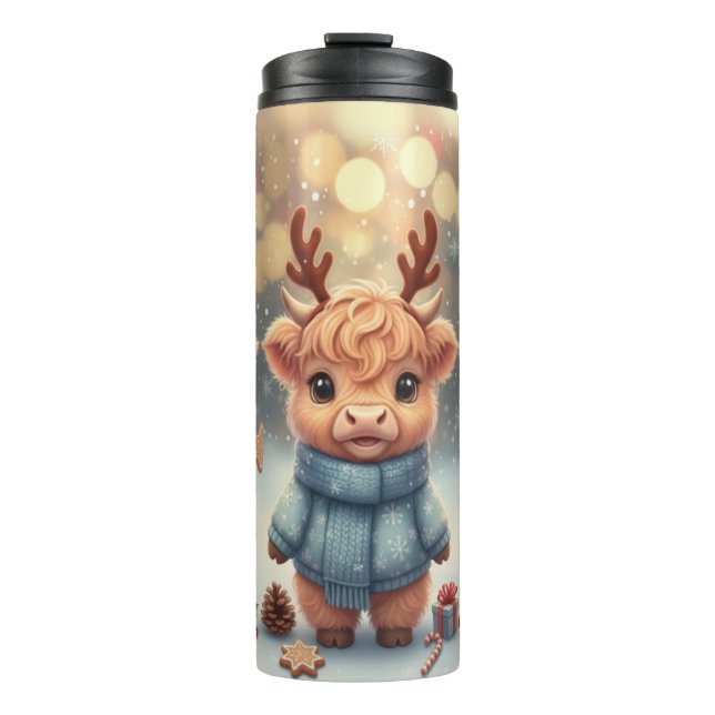 Cozy Christmas Highland Cows Tumbler Thermosbecher (Vorderseite)