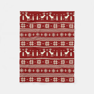 Cozy Christmas Knit Pattern Blanket Fleecedecke