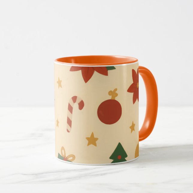 Cozy Christmas Pattern with Gifts and Trees Tasse (VorderseiteRechts)