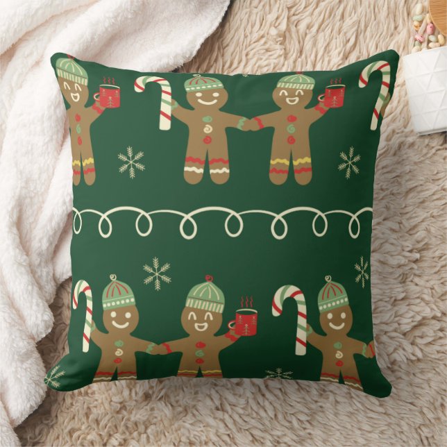 Cozy Christmas Pillow with Candy Canes & Cocoa Kissen (Decke)