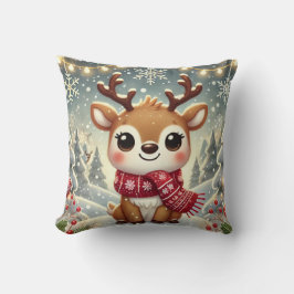 Cozy Christmas Reindeer in a Winter Wonderland Kissen
