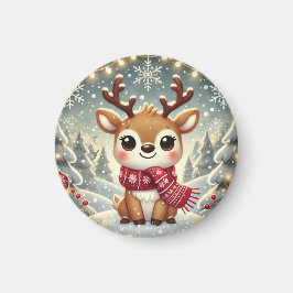 Cozy Christmas Reindeer in a Winter Wonderland Magnet