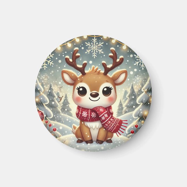 Cozy Christmas Reindeer in a Winter Wonderland Magnet (Vorne)