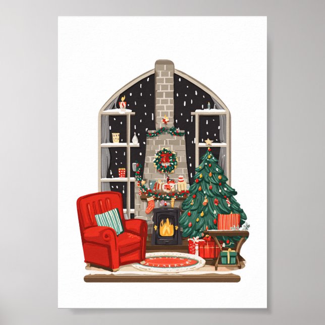 Cozy Christmas Room Scene – Warm Holiday Poster (Vorne)