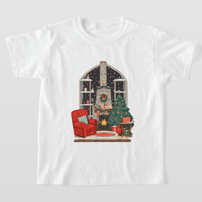 Cozy Christmas Room Scene – Warm Holiday T-Shirt (Ablage )