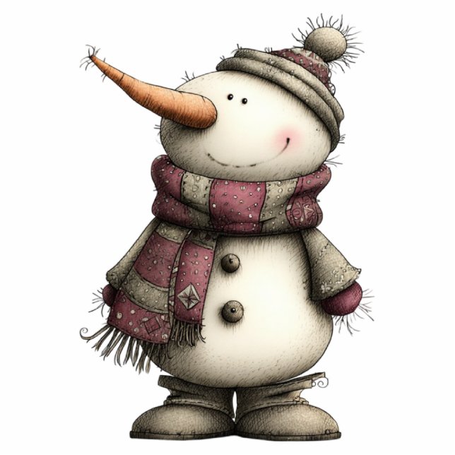 Cozy Christmas Snowman Freistehende Fotoskulptur (Vorne)